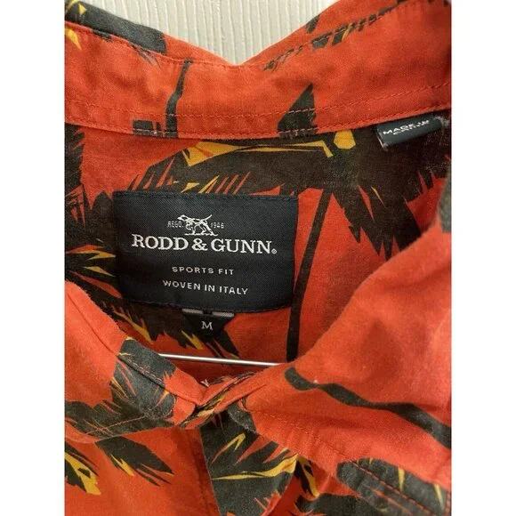 Rodd  And Gunn Dress Shirt Mens Medium Red Floral Sports Fit Hawaiian Button Up - Picture 5 of 7